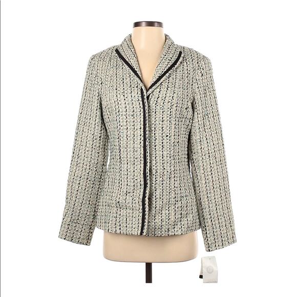 Doncaster Silk and Tweed Ivory, Black & Teal Jacket -SZ 4 - Picture 1 of 10